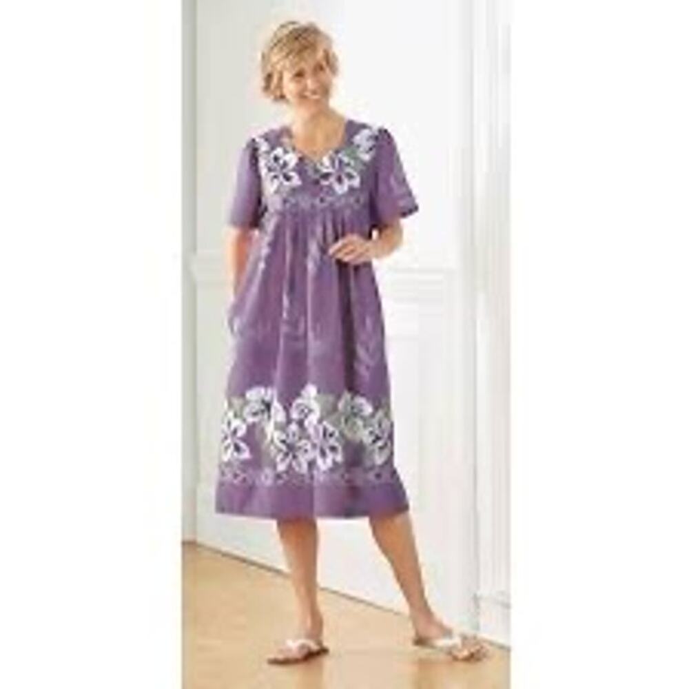 Anthony Richards MuMu House Dress XL POCKETS Purple Floral Hawaiian Pullover
